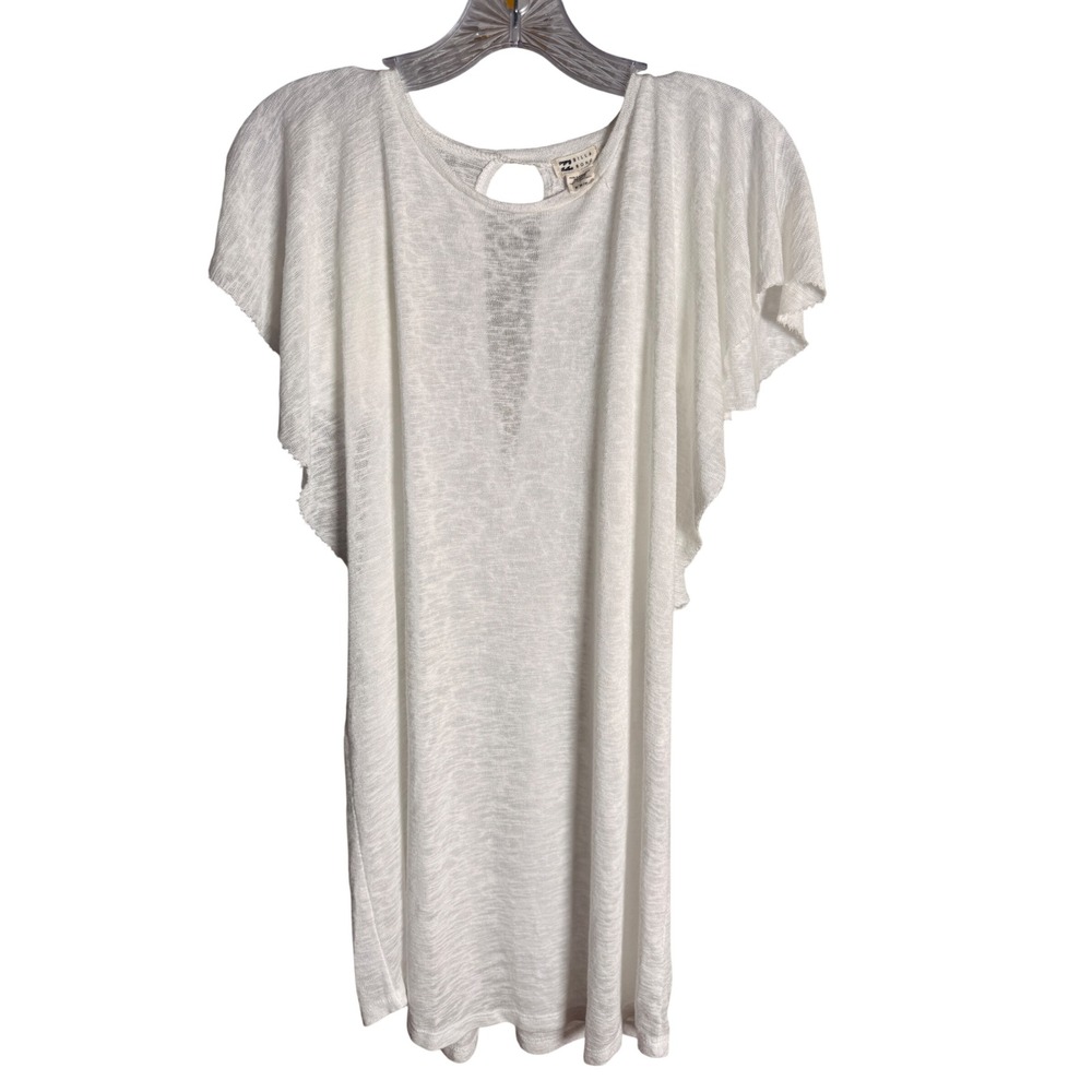 Billabong FWomens‎ Medium White Slub Knit Boho Open Back Swim Coverup Beach